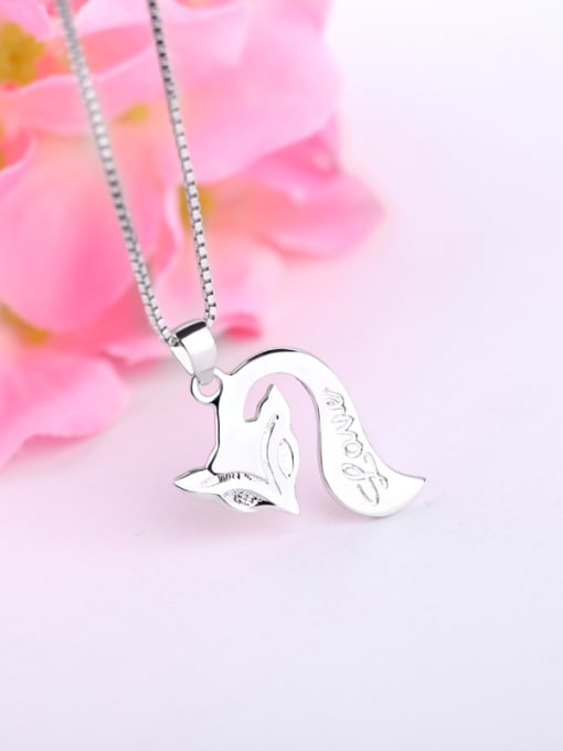 kwan Fox White Gold Plated Silver Pendant 3