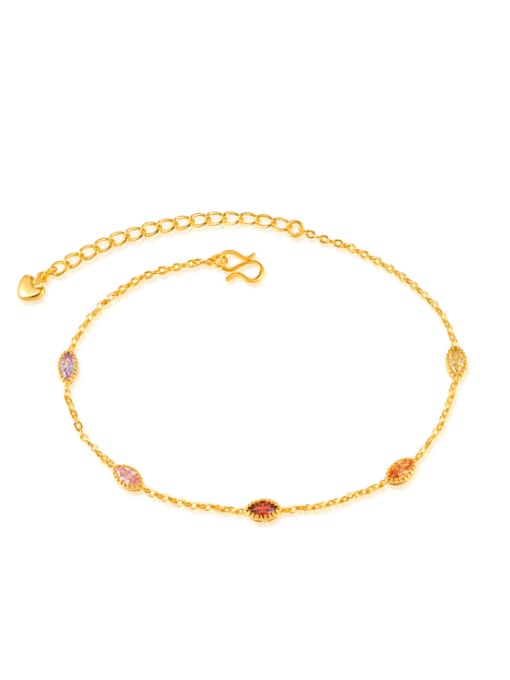 Open Sky 18K Gold Plated Colorful Rhinestones Simple Anklet 0