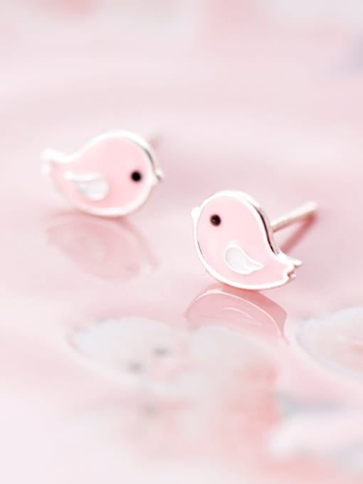 Rosh Small fresh and lovely pink bird ear nail 0