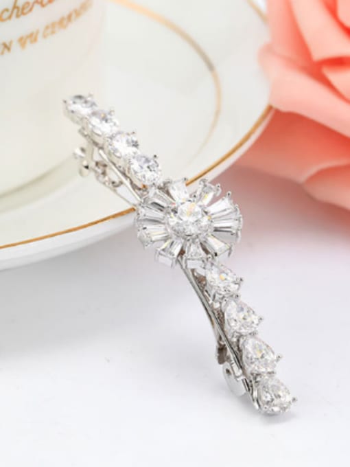 Wei Jia Simple Elegant White Zirconias Copper Hairpin 2