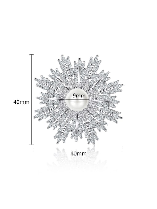 BLING SU Copper With White Gold Plated Fashion snowflake Brooches 4