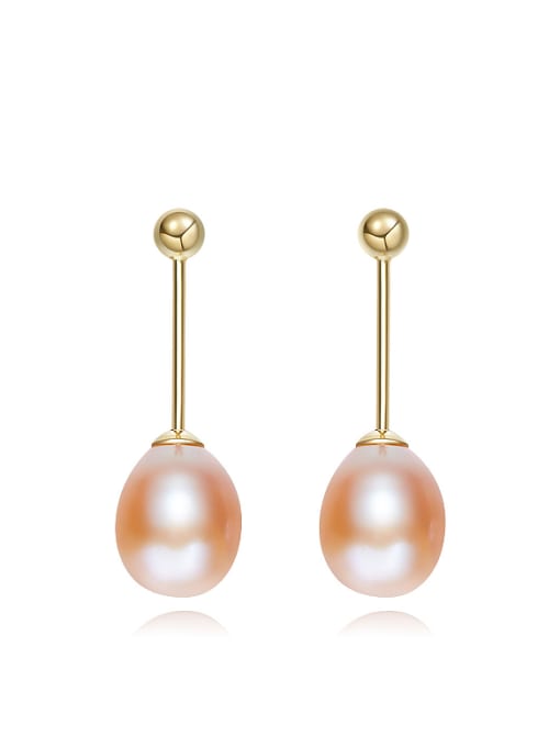 Yellow Fashion Freshwater Pearl Gold Plated Stud Earrings