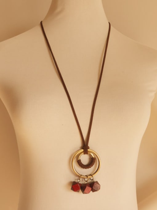 Dandelion Women Wooden Circles Shaped Necklace 1