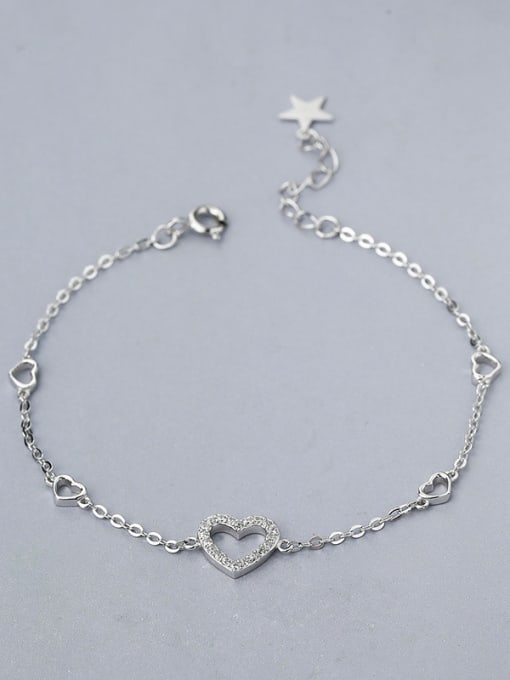 One Silver Women Exquisite Heart Shaped Zircon Bracelet 0