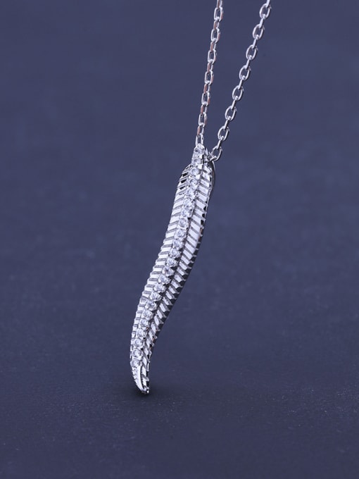 One Silver Feather Shaped Necklace