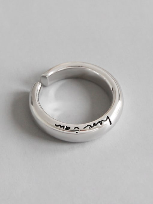 DAKA 925 Sterling Silver With Platinum Plated Simplistic Monogrammed Rings