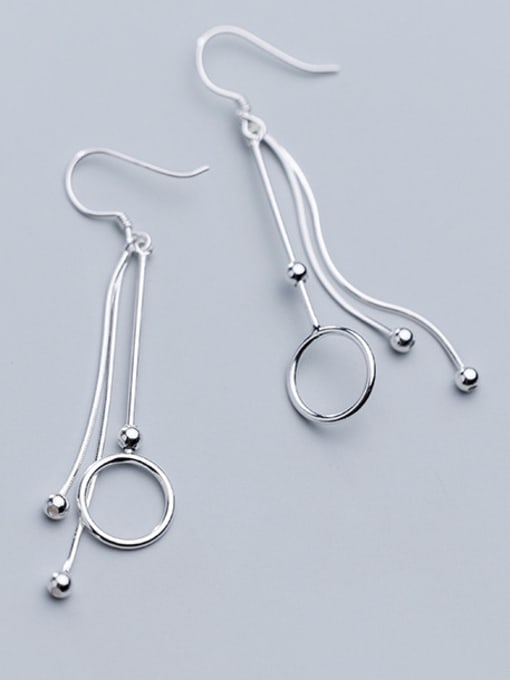Rosh 925 Sterling Silver With Platinum Plated Simplistic Round Hook Earrings 0
