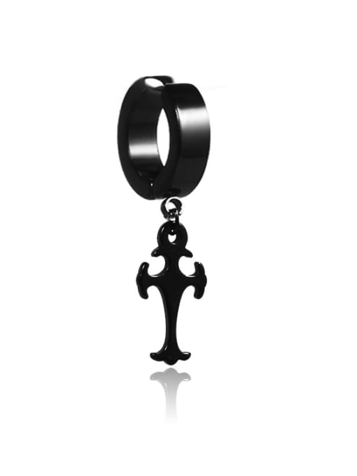 Style 2 Cross Black Stainless Steel With Black Gun Plated Trendy Cross Clip On Earrings