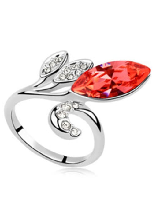 Red Fashion Marquise Cubic austrian Crystals Flowery Alloy Ring