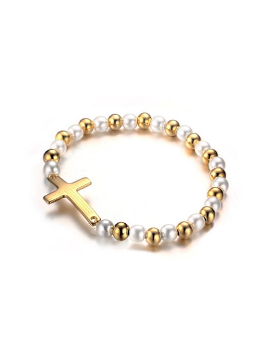 CONG Elegant Gold Plated Cross Shaped Titanium Bracelet 0