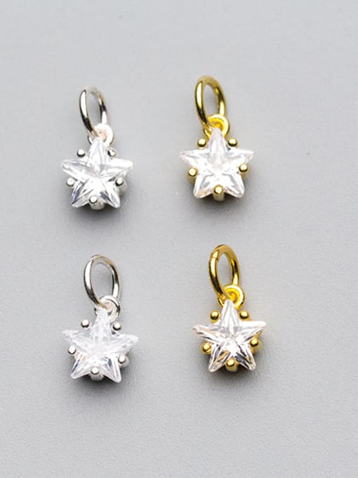 FAN 925 Sterling Silver With 18k Gold Plated Cute Pentagram Charms 2