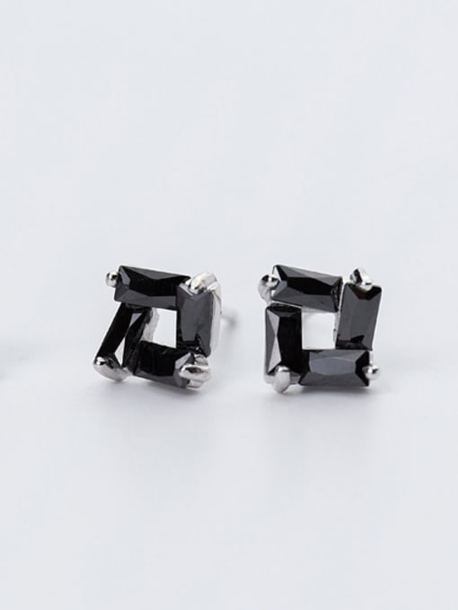 Rosh Couples Hollow Square Shaped Crystals Stud Earrings 0