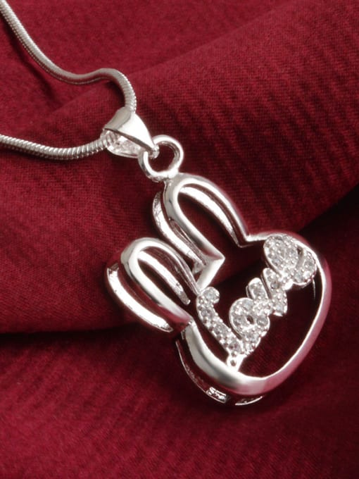 Ya Heng Fashion Hollow Bunny Cubic Zirconias Love Pendant Copper Necklace 2