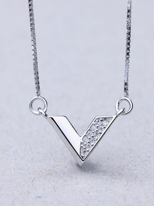 One Silver V Shape Necklace 2
