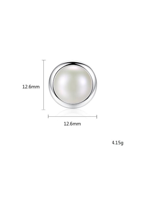 CCUI Sterling Silver  round Freshwater Pearl Stud Earrings 3