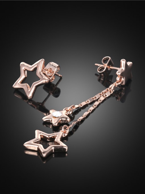 Rose Gold Elegant Star Shaped Rhinestones Asymmetric Stud Earrings