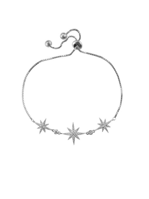 064 platinum Copper With Cubic Zirconia Fashion Flower  adjustable Bracelets