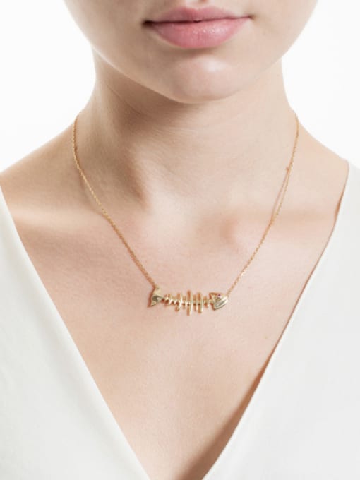 KM Fish Bone Pendant Women Necklace 1