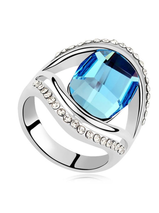 blue Simple Cubic austrian Crystals Alloy Ring