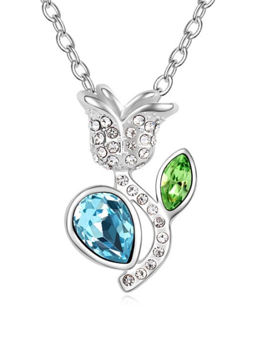 5 Personalized austrian Crystals-covered Flower Pendant Alloy Necklace