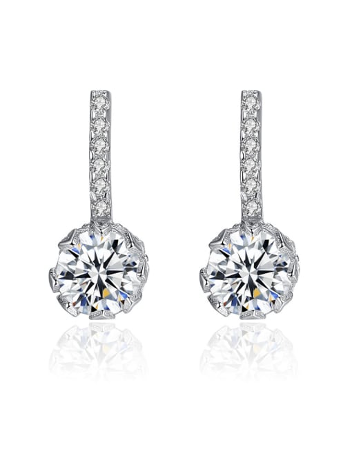 CCUI 925 Sterling Silver With  Cubic Zirconia  Cute Round Stud Earrings 0