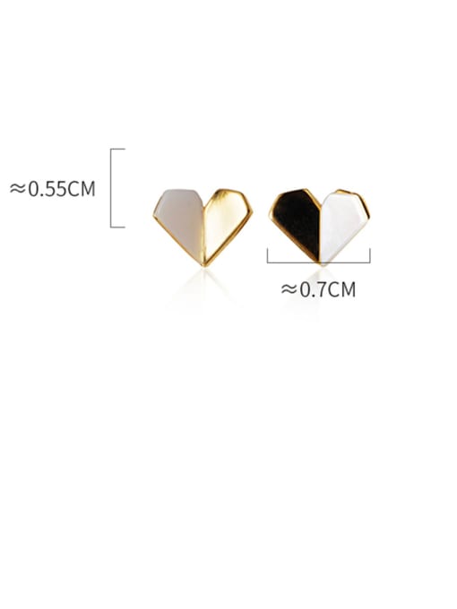 Rosh 925 Sterling Silver With Gold Plated Cute Heart Stud Earrings 3