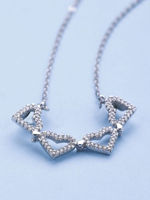 One Silver Four Hearts Necklace 0