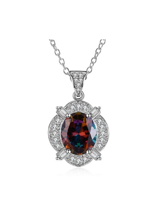 OUXI Fashion Oval Zircon Rhinestones Necklace