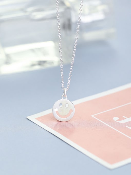 One Silver Smiling Face Necklace 2