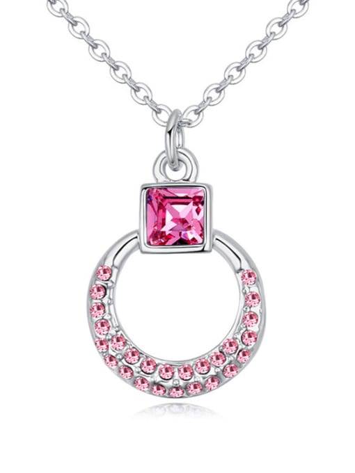 QIANZI Simple Square Cubic austrian Crystals Hollow Round Alloy Necklace 3