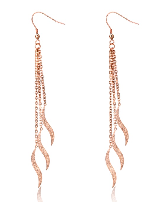 rose gold Stainless Steel With Rose Gold Plated Fashion frosted wave Earrings