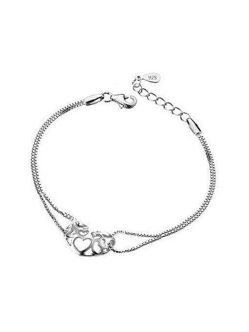 Ya Heng Fashion Hollow Heart Copper Silver Plated Bracelet