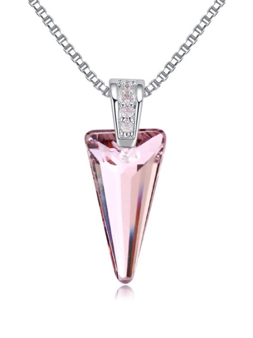 purple Simple Triangle austrian Crystal Pendant Alloy Necklace
