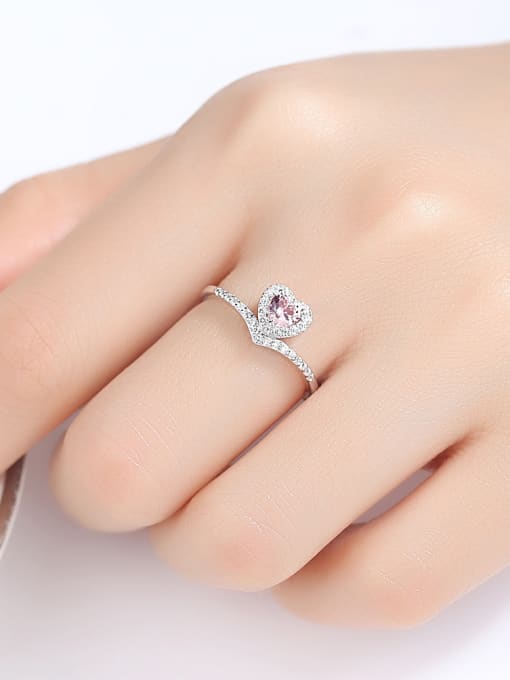 CCUI 925 Sterling Silver With Platinum Plated Delicate Heart Band Rings 1