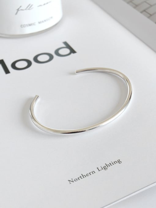 DAKA Sterling silver minimalist style glossy silver open bracelet 0