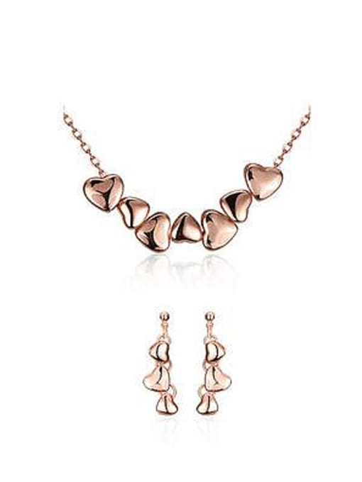 OUXI Simple Heart shapes Two Pieces Jewelry Set