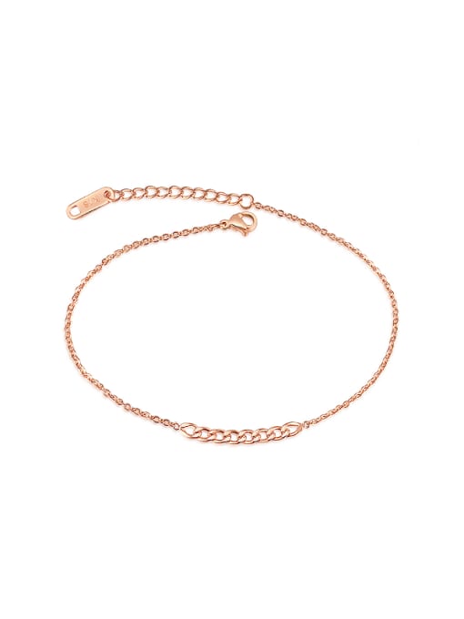 Open Sky Simple Rose Gold Plated Titanium Women Anklet 0