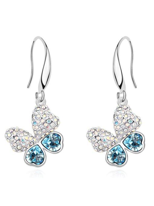 light blue Fashion austrian Crystals-covered Butterfly Alloy Earrings