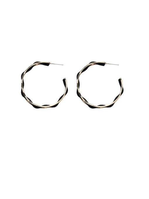 Girlhood Alloy With Gold Plated Simplistic Round Hoop Earrings