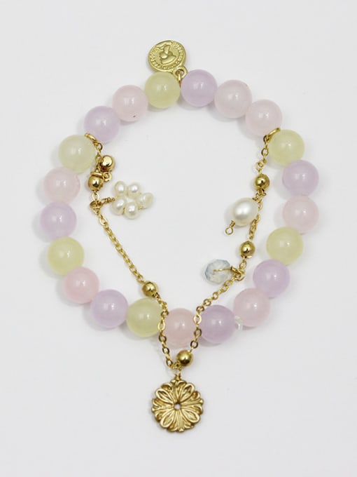 B029618-A Elegant Flower Shaped Natural Stones Bracelet