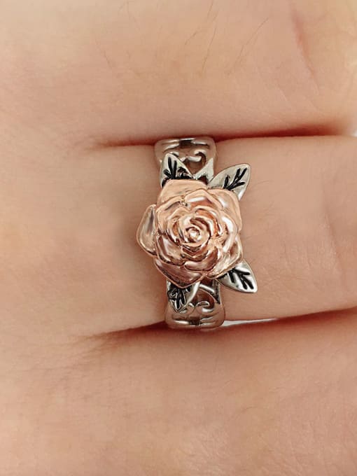 MATCH Copper With Sliver Plated Vintage Flower Band Rings 1