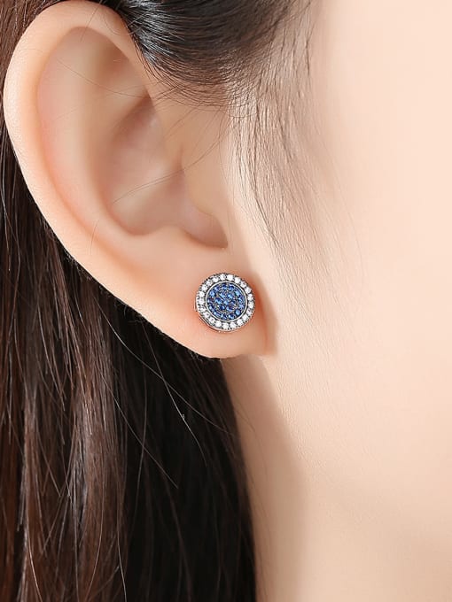 BLING SU Copper With Gun Plated Delicate Round Stud Earrings 1
