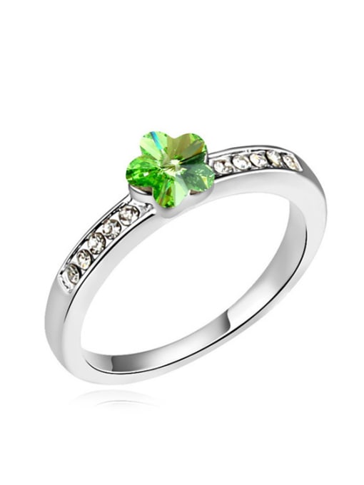green Simple Flower austrian Crystals Alloy Ring