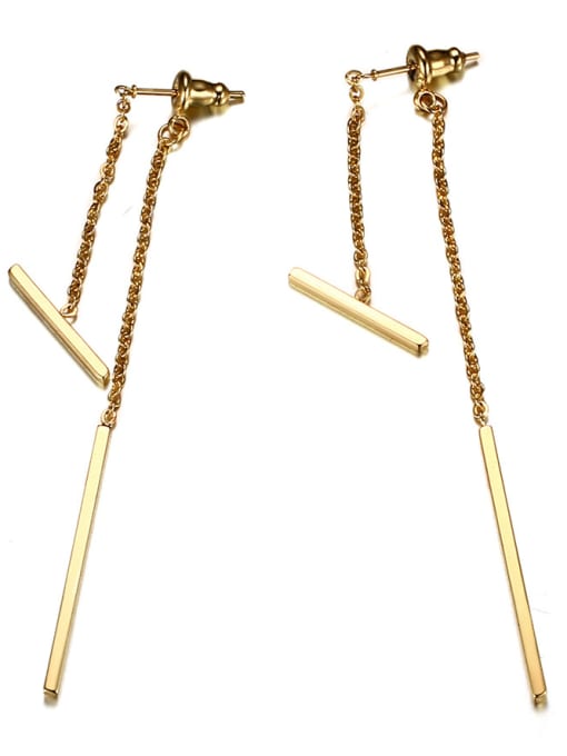 golden All-match Stick Design Gold Plated Titanium Drop Earrings