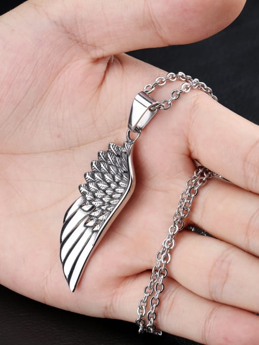 Open Sky Personalized Titanium Angel Wing Necklace 2