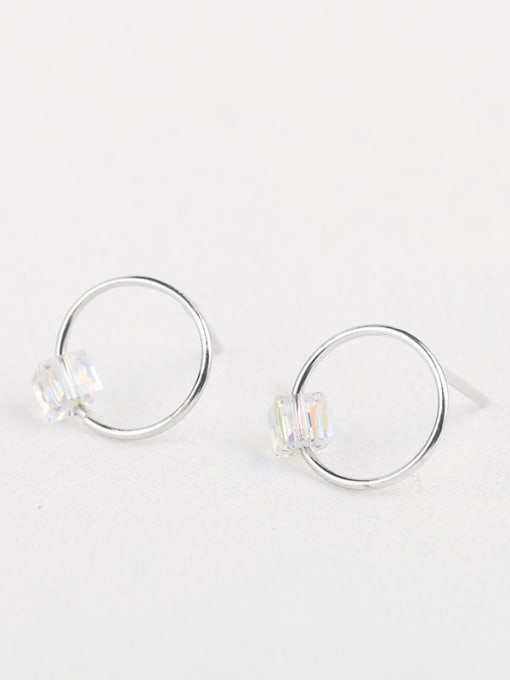 Peng Yuan Fashion Cubic Crystal Round Stud Earrings 2