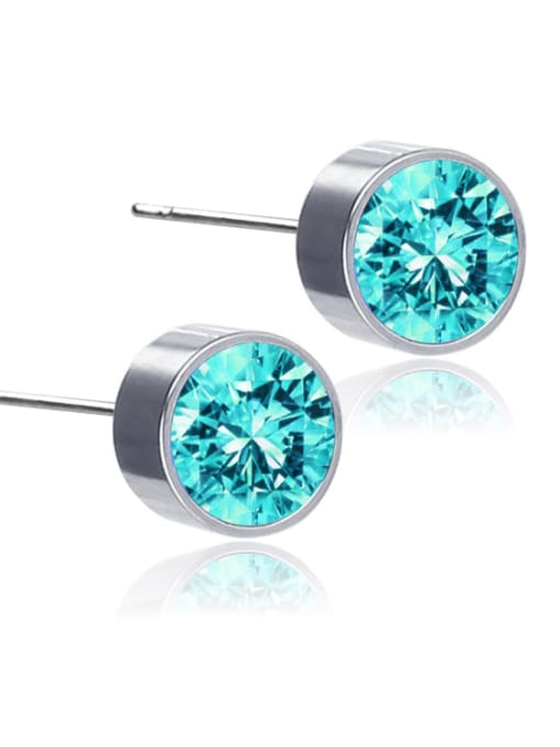 Titanium Needle Lake Blue Drill Stainless Steel With Silver Plated Simplistic Geometric Stud Earrings