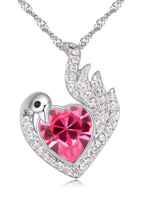 pink Fashion austrian Crystals Phoenix Pendant Alloy Necklace