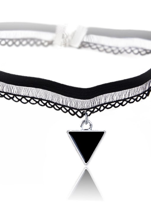 X220 Black Triangle Stainless Steel With Fashion Animal/flower/ball Lace choker Necklaces