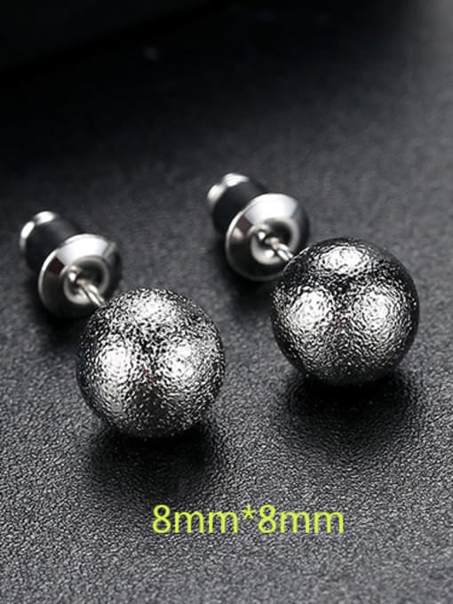 8mm-T01H20 Copper With Silver Plated Simplistic Ball Stud Earrings